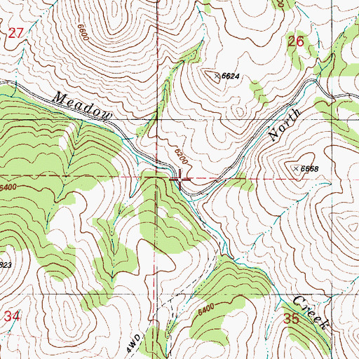 Topographic Map of North Fork Meadow Creek, ID