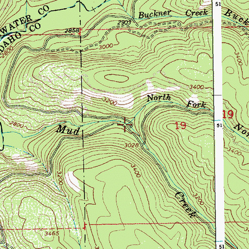 Topographic Map of North Fork Mud Creek, ID
