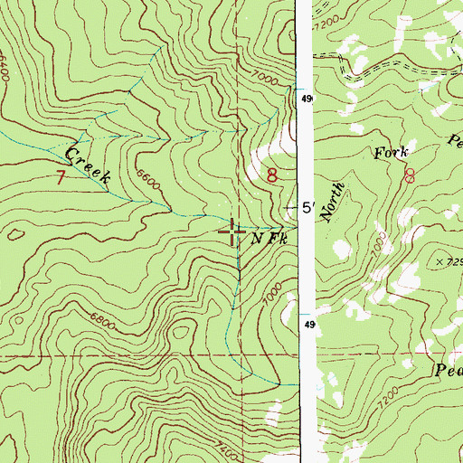 Topographic Map of North Fork Pearl Creek, ID