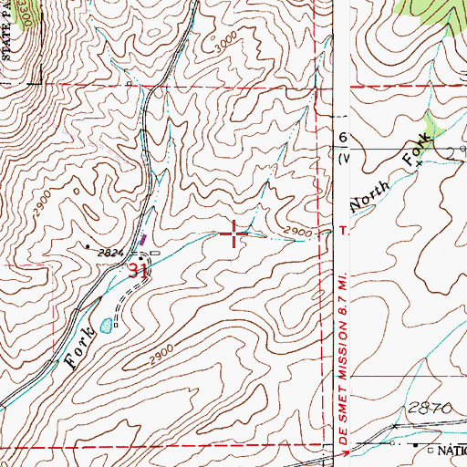 Topographic Map of North Fork Pine Creek, ID