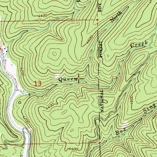Topographic Map of North Fork Queen Creek, ID