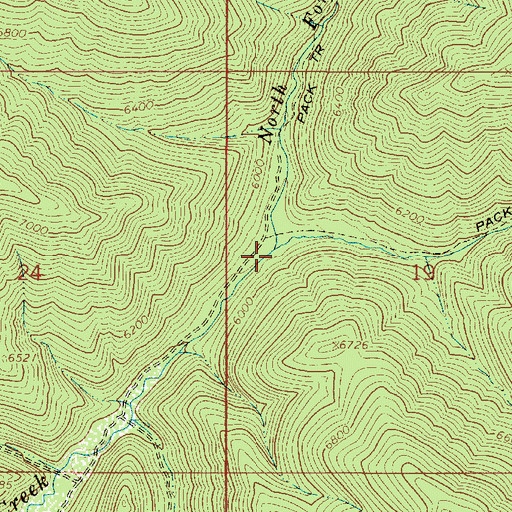 Topographic Map of North Fork Rainey Creek, ID