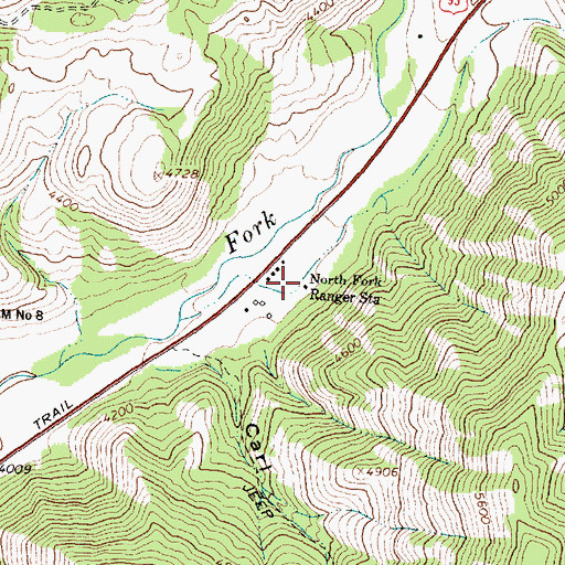 Topographic Map of North Fork Ranger Station, ID