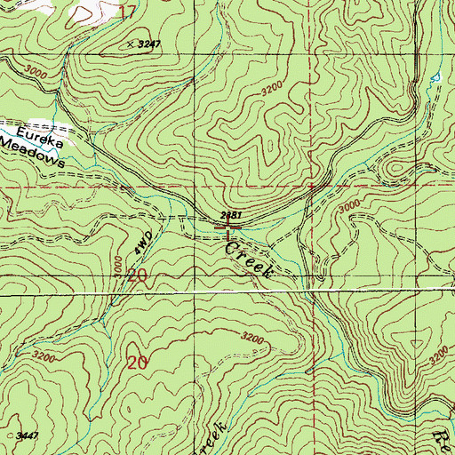 Topographic Map of North Fork Reeds Creek, ID