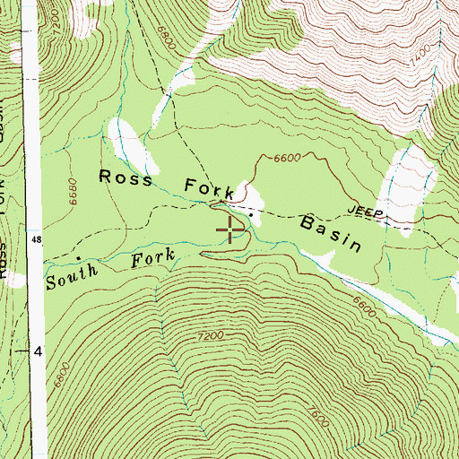 Topographic Map of North Fork Ross Fork, ID