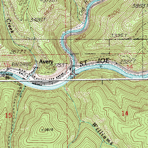Topographic Map of North Fork Saint Joe River, ID