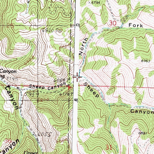 Topographic Map of North Fork Sheep Canyon, ID