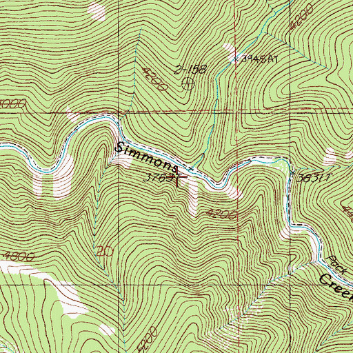 Topographic Map of North Fork Simmons Creek, ID