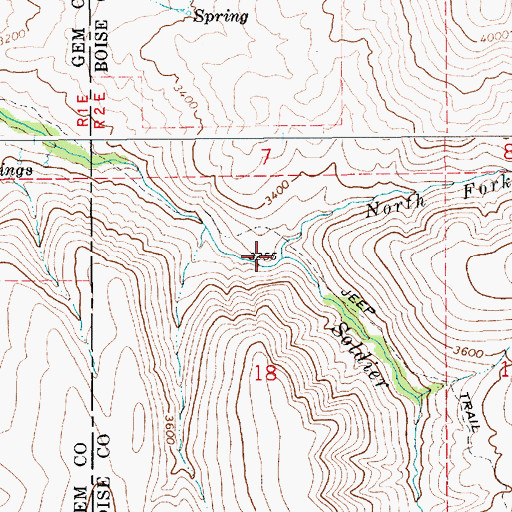 Topographic Map of North Fork Soldier Creek, ID