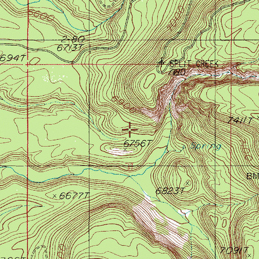 Topographic Map of North Fork Split Creek, ID