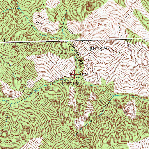 Topographic Map of North Fork Stoddard Creek, ID