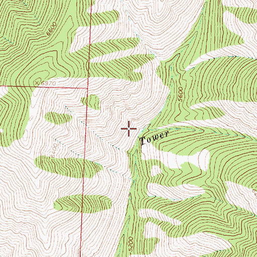 Topographic Map of North Fork Tower Creek, ID