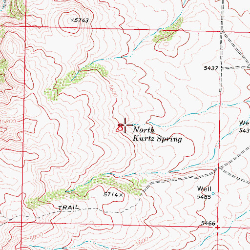 Topographic Map of North Kurtz Spring, ID