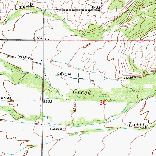 Topographic Map of North Leigh Canal, ID