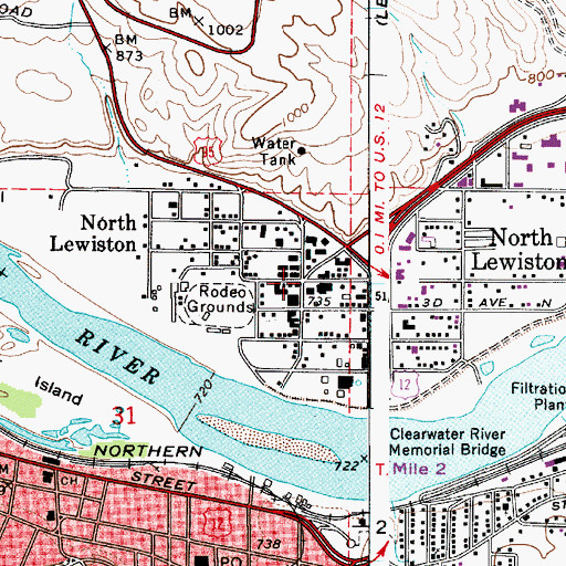 Topographic Map of North Lewiston, ID