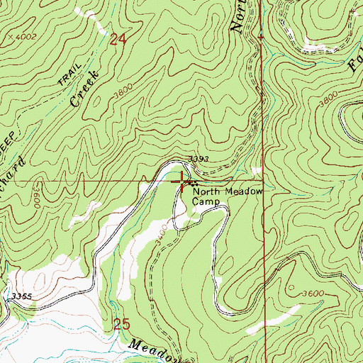 Topographic Map of North Meadow Camp, ID