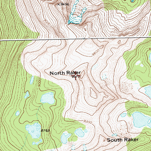 Topographic Map of North Raker, ID