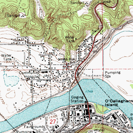 Topographic Map of North Side School, ID
