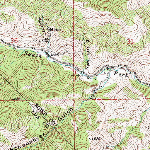 Topographic Map of North Star Gulch, ID