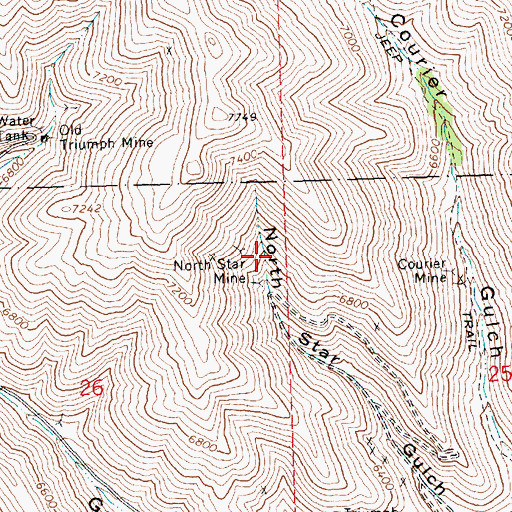 Topographic Map of North Star Mine, ID