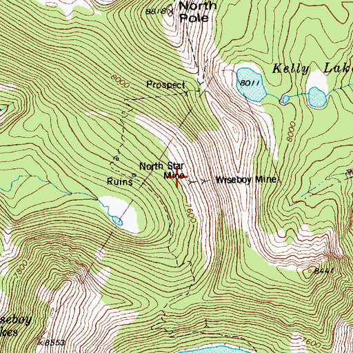 Topographic Map of North Star Mine, ID