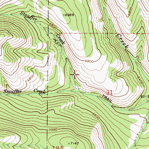 Topographic Map of North Stauffer Creek, ID
