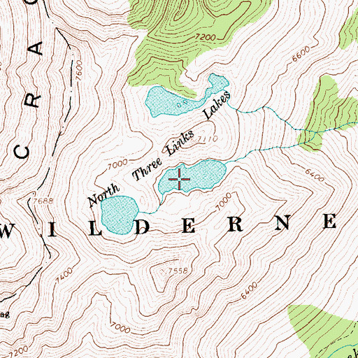 Topographic Map of North Three Links Lakes, ID