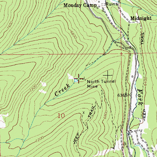 Topographic Map of North Tunnel Mine, ID