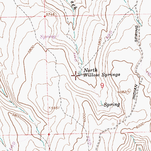 Topographic Map of North Willow Springs, ID