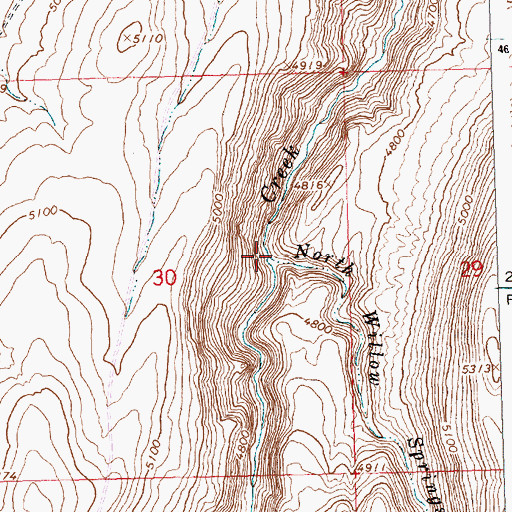 Topographic Map of North Willow Springs Creek, ID
