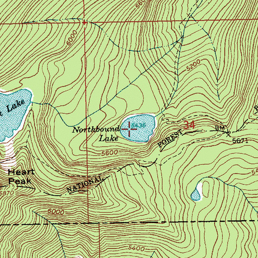Topographic Map of Northbound Lake, ID