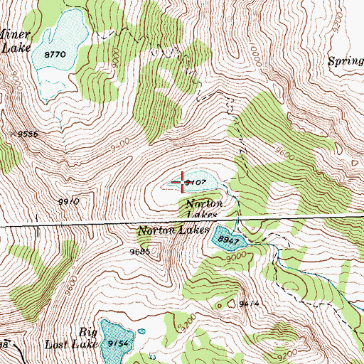 Topographic Map of Norton Lakes, ID
