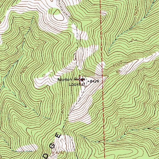 Topographic Map of Norton Ridge Lookout, ID