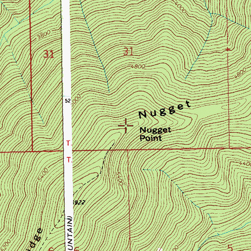 Topographic Map of Nugget Point, ID