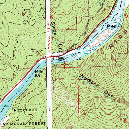 Topographic Map of Number One Creek, ID