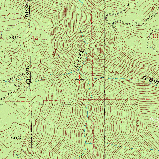 Topographic Map of O'Donnell Creek, ID