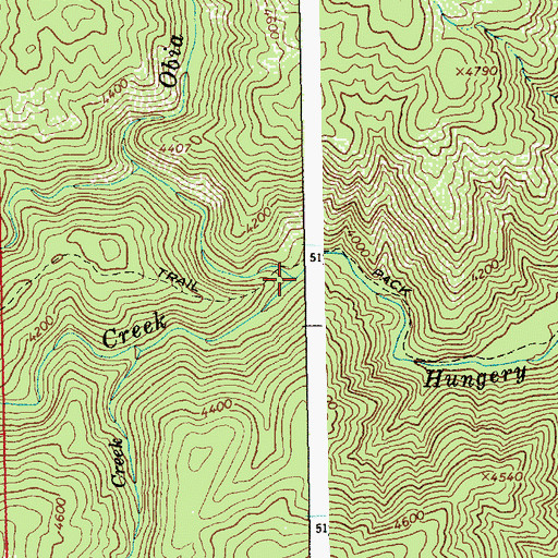 Topographic Map of Obia Creek, ID
