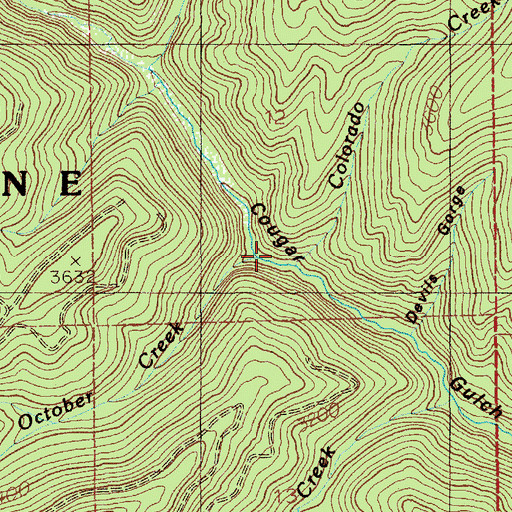Topographic Map of October Creek, ID