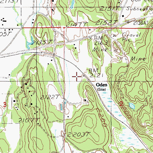 Topographic Map of Oden, ID