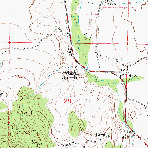 Topographic Map of Officer Spring, ID
