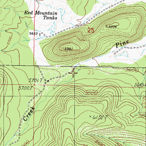Topographic Map of Section Twentyfive Tank, AZ