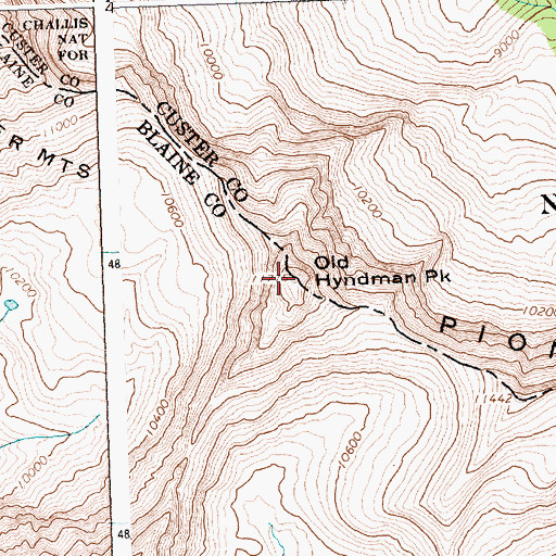 Topographic Map of Old Hyndman Peak, ID