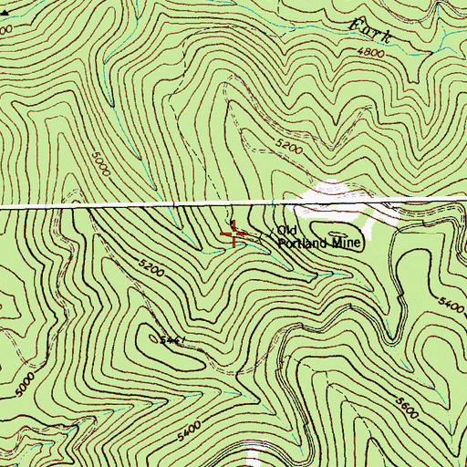 Topographic Map of Old Portland Mine, ID