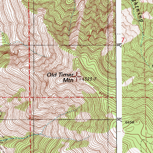 Topographic Map of Old Timer Mountain, ID