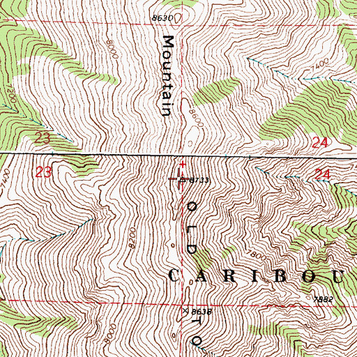 Topographic Map of Old Tom Mountain, ID