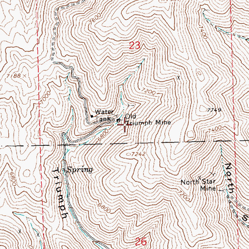 Topographic Map of Old Triumph Mine, ID