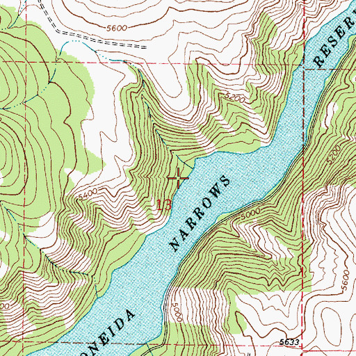 Topographic Map of Oneida Narrows Reservoir, ID