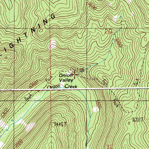 Topographic Map of Onion Valley, ID
