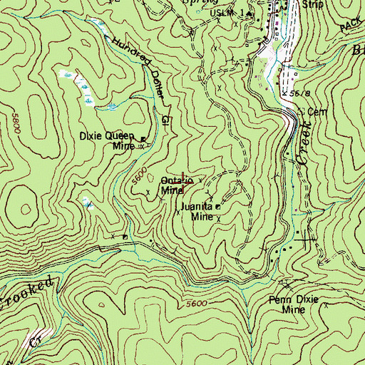 Topographic Map of Ontario Mine, ID
