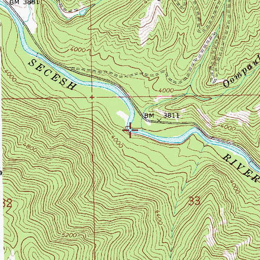 Topographic Map of Oompaul Creek, ID